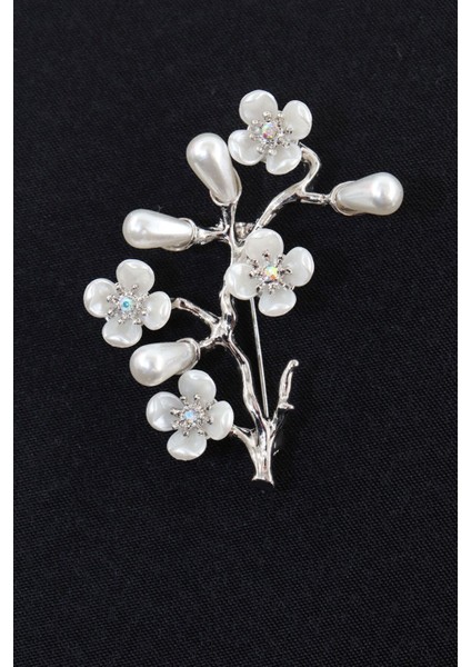 Silver Inci Çiçeği Broş. Yaşlı Tasarım Broş. Yaka Iğnesi Broş. Kadın Broş. Broş, Incili Çiçek Broş. fırsatları
