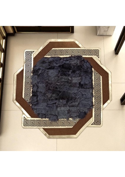 Altın Bordürlü Siyah Toskana Kürkü Halı – El Yapımı Şık ve Yumuşak Salon Halısı indirimleri