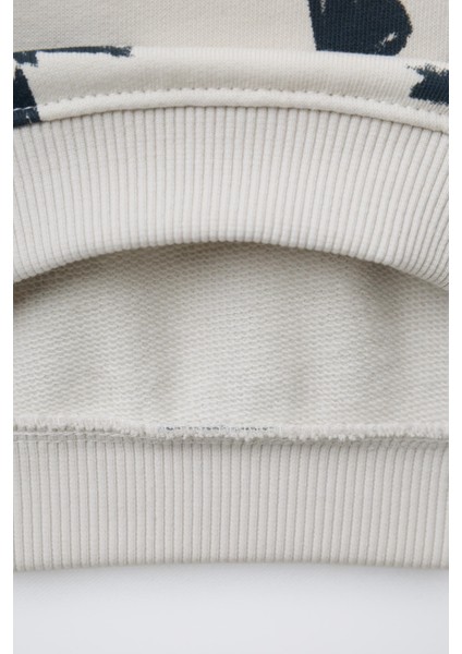 Kız Çocuk Pamuklu Krem Fiyonk Desenli Sweatshirt ve Tayt Takım fırsatları