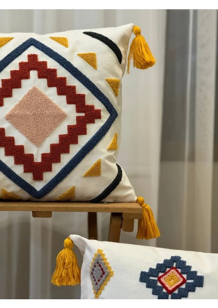 2'li Punch Işlemeli Nakışlı Panç Dekoratif Kırlent Kılıfı fiyatları