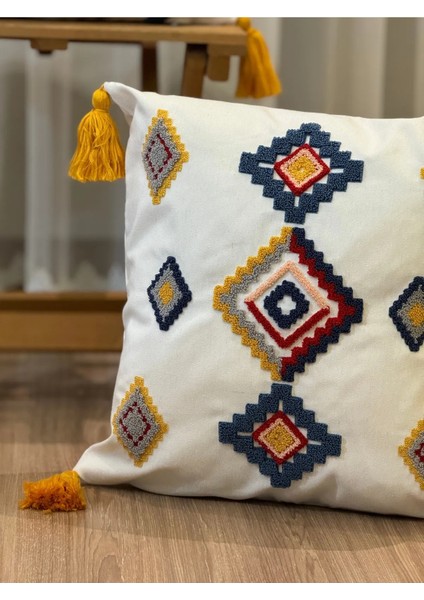 2'li Punch Işlemeli Nakışlı Panç Dekoratif Kırlent Kılıfı modelleri