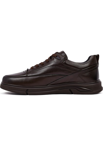 Erkek Kahverengi Bağcıklı Deri Casual Sneaker 25WFD650118 fiyatları