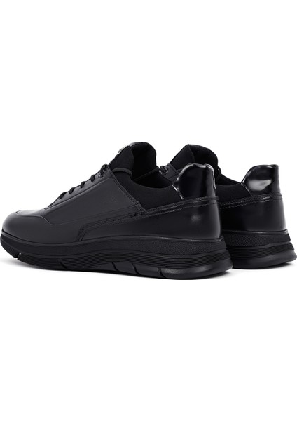 Erkek Siyah Bağcıklı Deri Casual Sneaker 25WFD650014 indirimleri