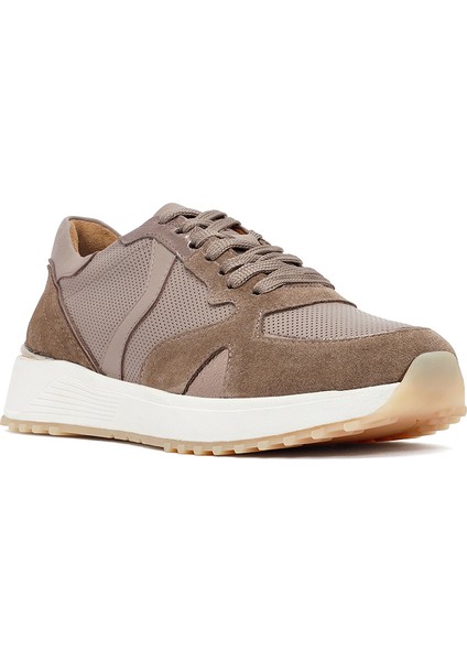 Kadın Vizon Bağcıklı Kalın Tabanlı Deri Sneaker 25AFD370714