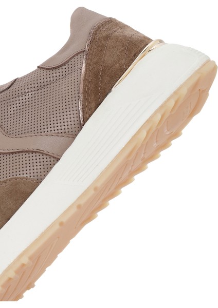 Kadın Vizon Bağcıklı Kalın Tabanlı Deri Sneaker 25AFD370714