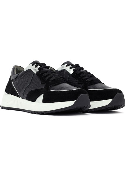 Kadın Siyah Bağcıklı Kalın Tabanlı Deri Sneaker 25AFD370714 modelleri