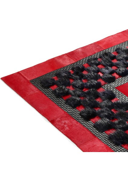 Kırmızı Siyah Hakiki Dana Derisi Patchwork Halı – El Yapımı Gerçek Deri Halı fırsatları
