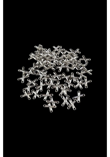 Çarpı Desenli 26X16 mm Metal Pul 10 Adet (Küpe Aparatı, Bileklik Ucu, Broş Aksesuar)