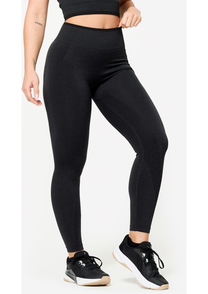 Domyos Kadın Dikişsiz Tayt - Kas Geliştirme - Siyah
