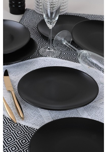 Mat Siyah 20 cm Pasta Tabağı 6'lı Set, Şık ve Kullanışlı Mutfak Gereci. modelleri