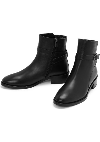 Kadın Siyah Fermuarlı Deri Bot 25WFD150918