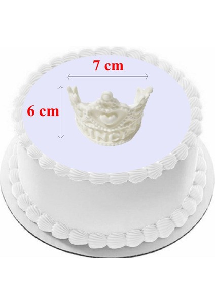 Şeker Hamurundan Beyaz Renk Prenses Yazılı Taç Modeli 7x6 cm Ebat Ekrandaki Ürün Gelecek fiyatları