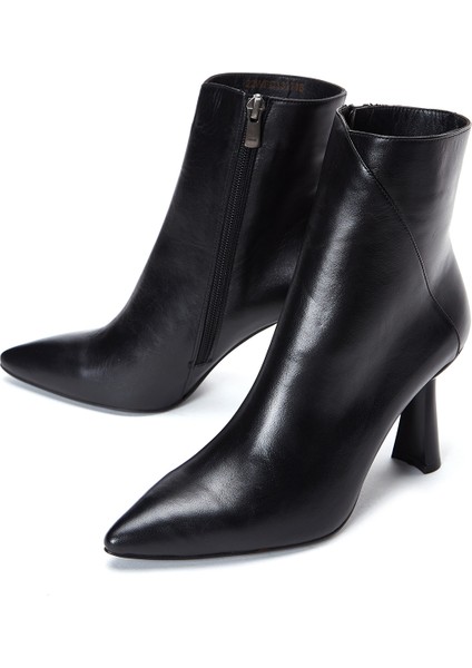 Kadın Siyah Fermuarlı Ince Topuklu Deri Bot 25WFD130718 modelleri
