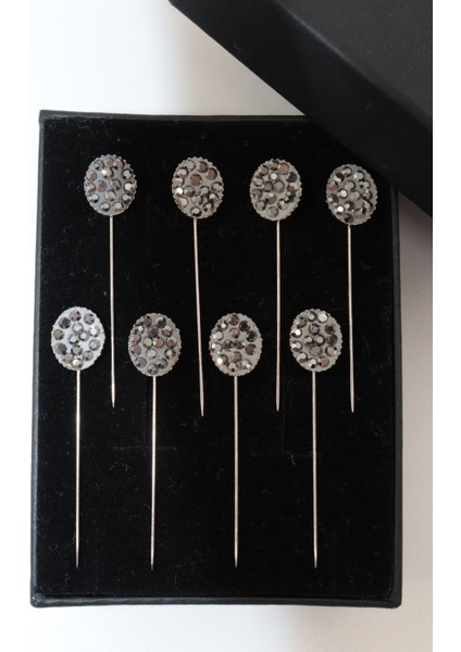 8’li Oval Taşlı Eşarp Iğnesi. Şal Iğnesi. Türban Iğnesi. Başörtü Iğnesi. Eşarp ve Şal Iğnesi