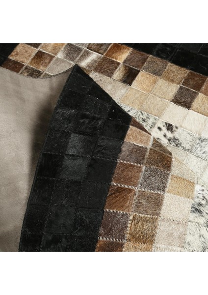 Siyah Bej Doğal Dana Derisi Düz Halı – El Yapımı Hakiki Deri Kaymaz Giriş Halısı fırsatları