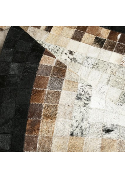 Siyah Bej Doğal Dana Derisi Düz Halı – El Yapımı Hakiki Deri Kaymaz Giriş Halısı indirimleri