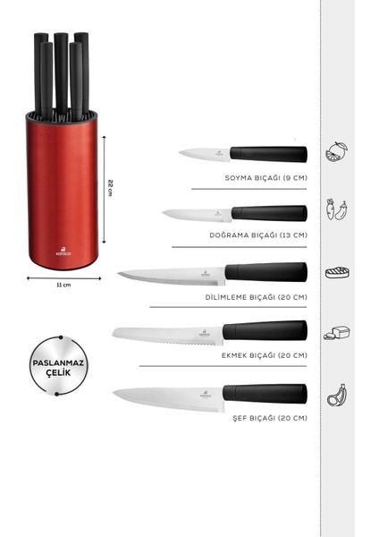 Standlı 6 Parça Bıçak Seti, Şık ve Kullanışlı Mutfak Gereci fırsatları