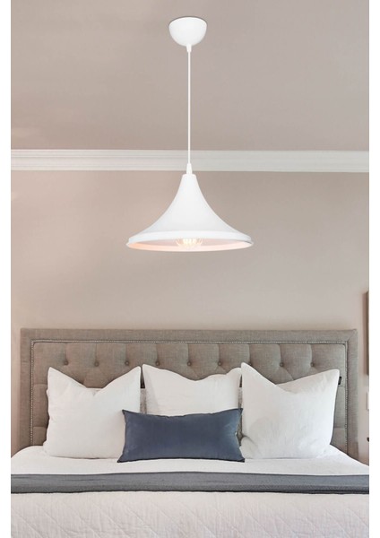 Beyaz ve Turuncu Tekli Sarkıt Lamba, Modern ve Şık Tasarım ile Aydınlatma Ürünleri