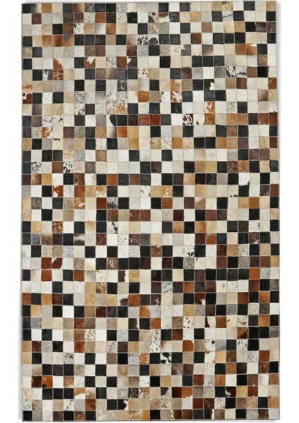 Kahverengi Tonlarda Gerçek Dana Derisi El Yapımı Halı – Dekoratif Patchwork Deri Halı fırsatları