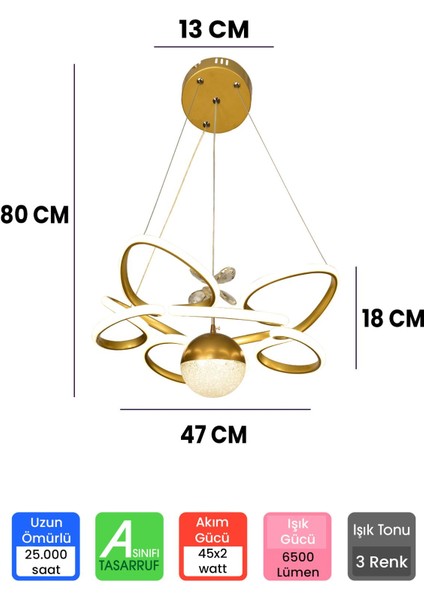 Modern 3 Renk Toplu Kelebekli Saray LED Avize Kumandalı Gold Kasa Büyük Boy Salon Tavan Lambası fiyatları