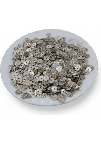 Nokta Desenli Ortadan Delikli 7 mm Gümüş Pul Payet (20 gr 160 Adet) fiyatları