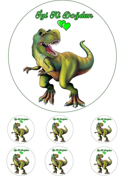 Yenilebilir Pasta Resmi Trex Pirinç Kağıdından 6- 8- 10 Kişilik Pastaya Uygun 16 cm