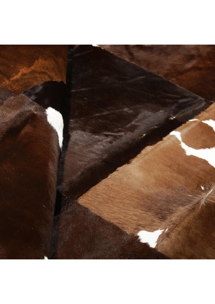 Kahverengi Beyaz Gerçek Dana Derisi Patchwork Halı – El Yapımı Doğal Deri Dekoratif Salon Halısı fiyatları