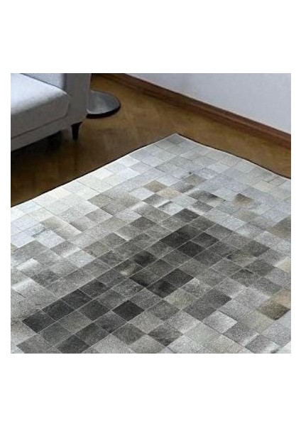 Gri Doğal Dana Derisi Patchwork Halı, Modern Tasarımlı Şık Hakiki Deri Halı, Kaymaz Tabanlı Halı fiyatları