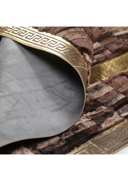 Altın Kenarlı Parlak Kahverengi Toskana Halı, Lüks Salon Halısı, Şık ve Modern Tasarımlı Halı fiyatları