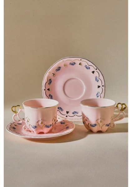 Iki Kişilik Pembe Kahve Fincanı, 65 Ml, Şık ve Kullanışlı Tasarım