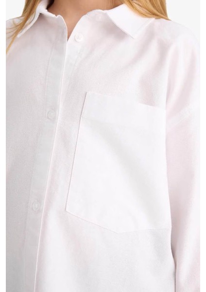 Oversize Oxford Uzun Kollu Okul Beyaz Kız Çocuk Gömlek C7482A8/WT34 indirimleri
