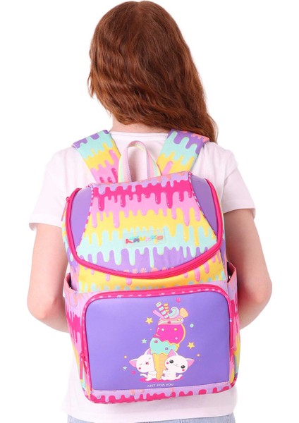 Su Geçirmez Kumaş Kız Çocuk Çok Gözlü Ortopedik Sırt Okul Çantası L5247