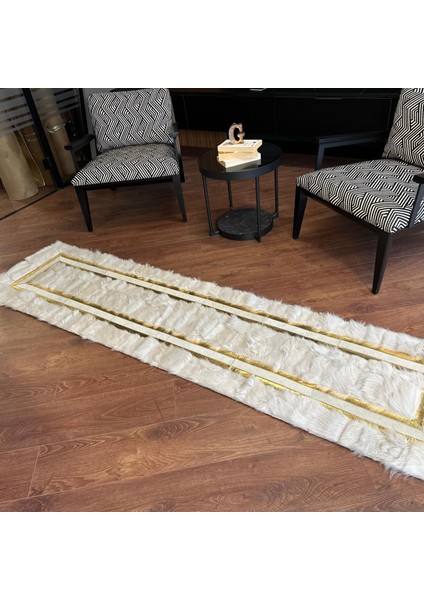 Altın Kenarlı Krem Toskana Koyun Derisi Halı, Şık Salon Halısı, Kaymaz Tabanlı Halı fiyatları