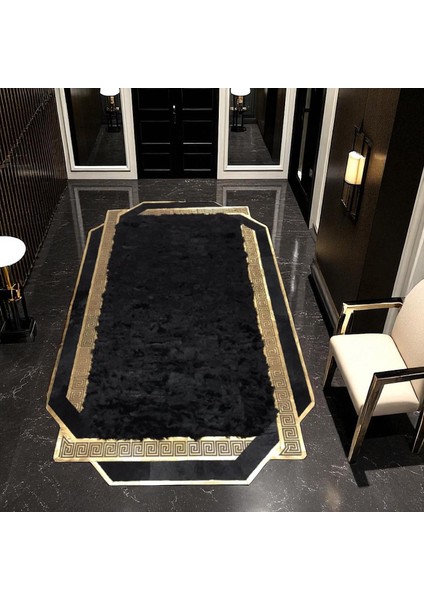 Lüks Siyah Toskana Koyun Derisi Halı, Kaymaz Tabanlı ve Şık Tasarımlı Salon Halısı indirimleri