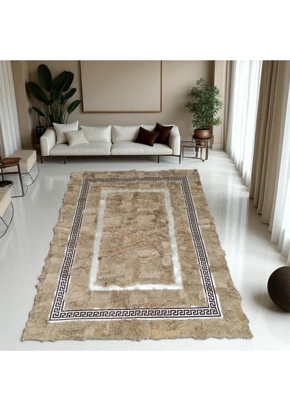 Açık Kahverengi Toskana Kürkü Halı – El Yapımı Özgün Desenli Şık Salon Halısı modelleri