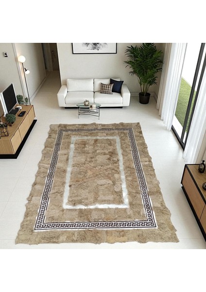 Açık Kahverengi Toskana Kürkü Halı – El Yapımı Özgün Desenli Şık Salon Halısı indirimleri