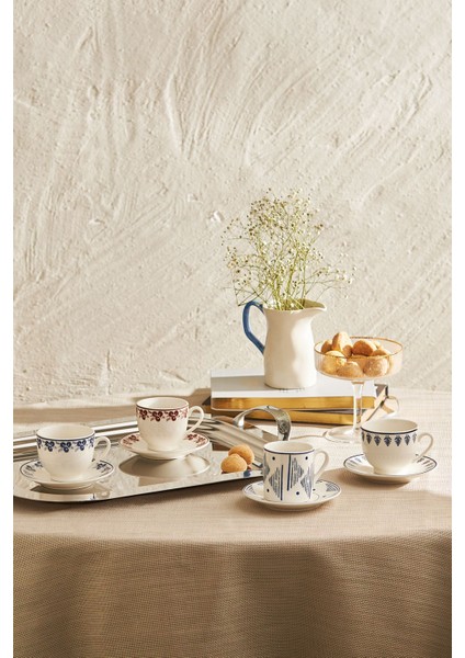 6 Kişilik 90 ml Lacivert Kahve Fincan Takımı, Şık ve Hafif Tasarım