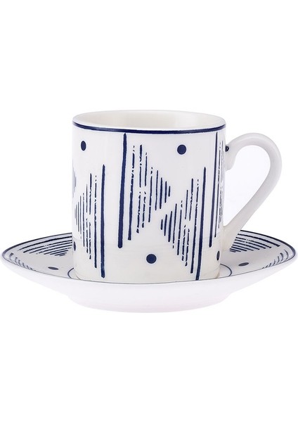 6 Kişilik 90 ml Lacivert Kahve Fincan Takımı, Şık ve Hafif Tasarım