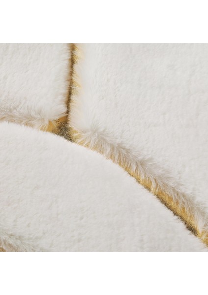 Beyaz Altın Varaklı Yumuşak Peluş Halı - Şık Salon Halısı modelleri