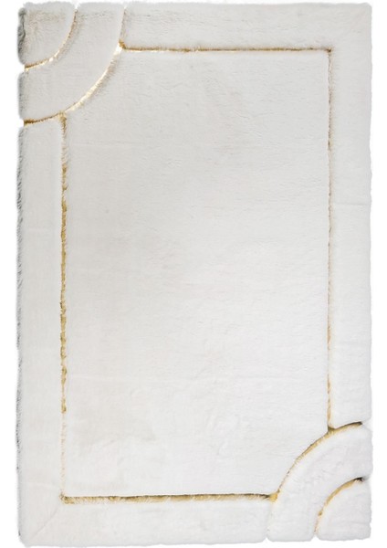 Beyaz Altın Varaklı Yumuşak Peluş Halı - Şık Salon Halısı indirimleri
