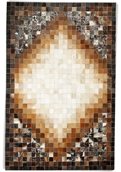 Kahverengi Doğal Dana Derisi Patchwork Halı – El Dokuma Gerçek Deri Kaymaz Salon Halısı modelleri