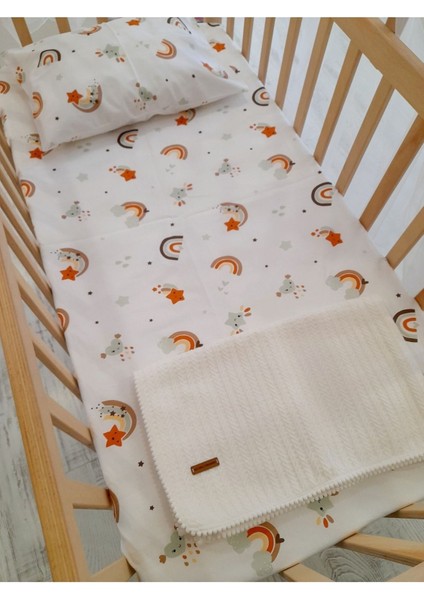 Ekru %100 Pamuk Lastikli Bebek ve Çocuk Çarşaf Takımı