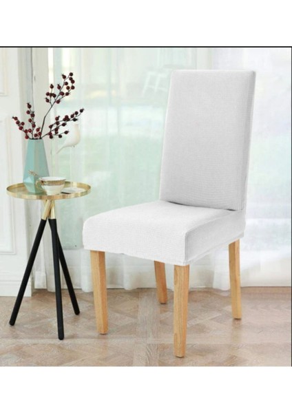 Beyaz Lastikli Sandalye Kılıfı, 6'lı Paket, Şık ve Koruyucu Örtü
