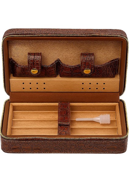 Yılan Desen Kahverengi Deri Seyahat Humidoru KB93KHV fiyatları