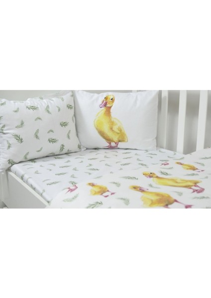 Tam Organik Bebek Nevresim Takımı, Kaz Desenli, Beyaz, Yumuşacık ve Rahat Uyku Için fiyatları