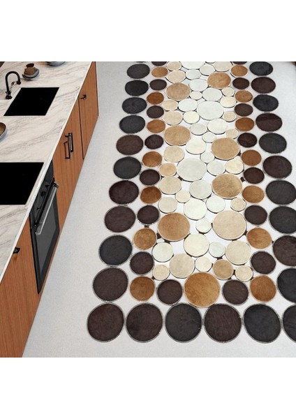 Gri Puantiye Desenli Dana Derisi Yolluk Halı, Modern Antre Halısı, Kaymaz Taban Yolluk modelleri