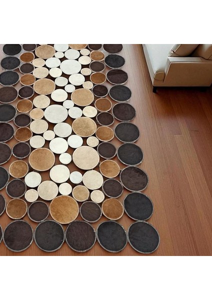 Gri Puantiye Desenli Dana Derisi Yolluk Halı, Modern Antre Halısı, Kaymaz Taban Yolluk indirimleri