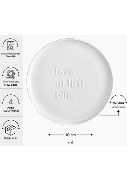 4 Parça Porselen Pasta ve Tatlı Seti, 19 Cm, Beyaz fiyatları
