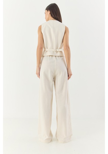 Kadın Yüksek Bel Pantolonlu Yelekli Astarlı Alt-Üst Takım