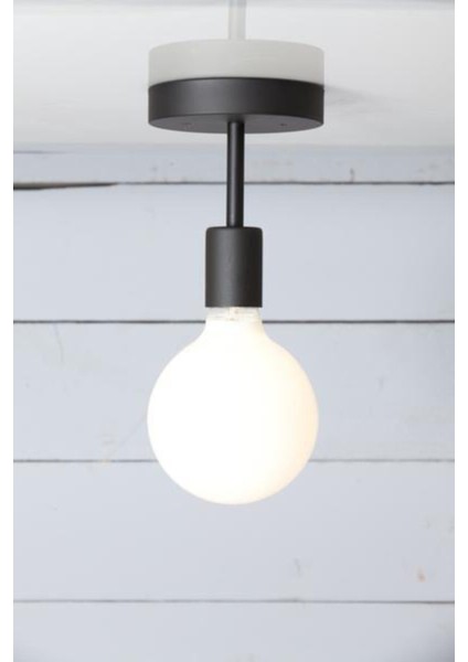 Modern Siyah 1XE27 Metal Plofonyer Avize Beyaz Glop Ampul Dahil